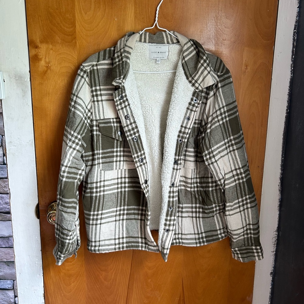 Lucky Brand Fleece Lined Plaid Shacket Women’s Size L